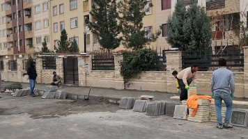 عملیات کفپوش پیاده روی خیابان آمنه اجرایی شد