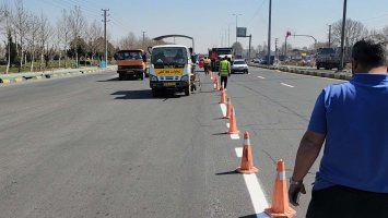 آراستگی سطح شهر ملارد با خط کشی ترافیکی و رنگ آمیزی سرعت کاه ها در استقبال از نوروز