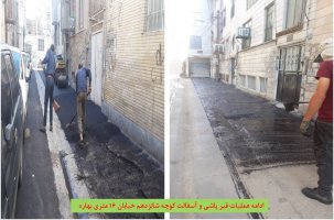 ادامه روند پروژه های لکه گیری و اسفالت معابر شهر ملارد به روایت تصویر