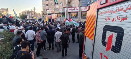 تجمع حمایت از مردم مظلوم غزه با حضور پرسنل آتش نشانی شهرداری ملارد  