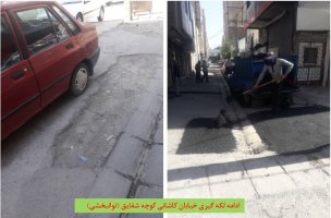ادامه روند پروژه های لکه گیری و اسفالت معابر شهر ملارد به روایت تصویر