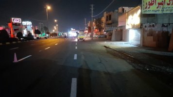 ادامه عملیات خط کشی معابر با خودروهای مکانیزه 