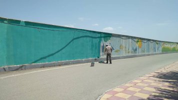 نقاشی دیواری در بوستان مادر به همت سازمان فضای سبز