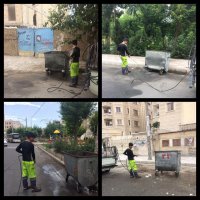 جمع اوری لجن ها و نخاله ها و شستشوی باکس های زباله توسط شهرداری ملارد