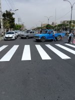 اجرای خط کشی عابر پیاده با رنگ دوجزئی در بلواررسول اکرم (ص )