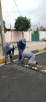 نصب سرعتگیر لاستیکی و علائم ترافیکی مارلیک در خیابان ریحانه