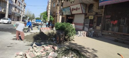 اجرای کفپوش در پیادهروی خیابان کسری