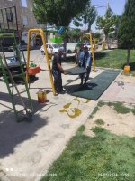نوسازی وسایل بازی کودکان در بوستان بسیج و تجهیز آن به کفپوش گرانولی جدید